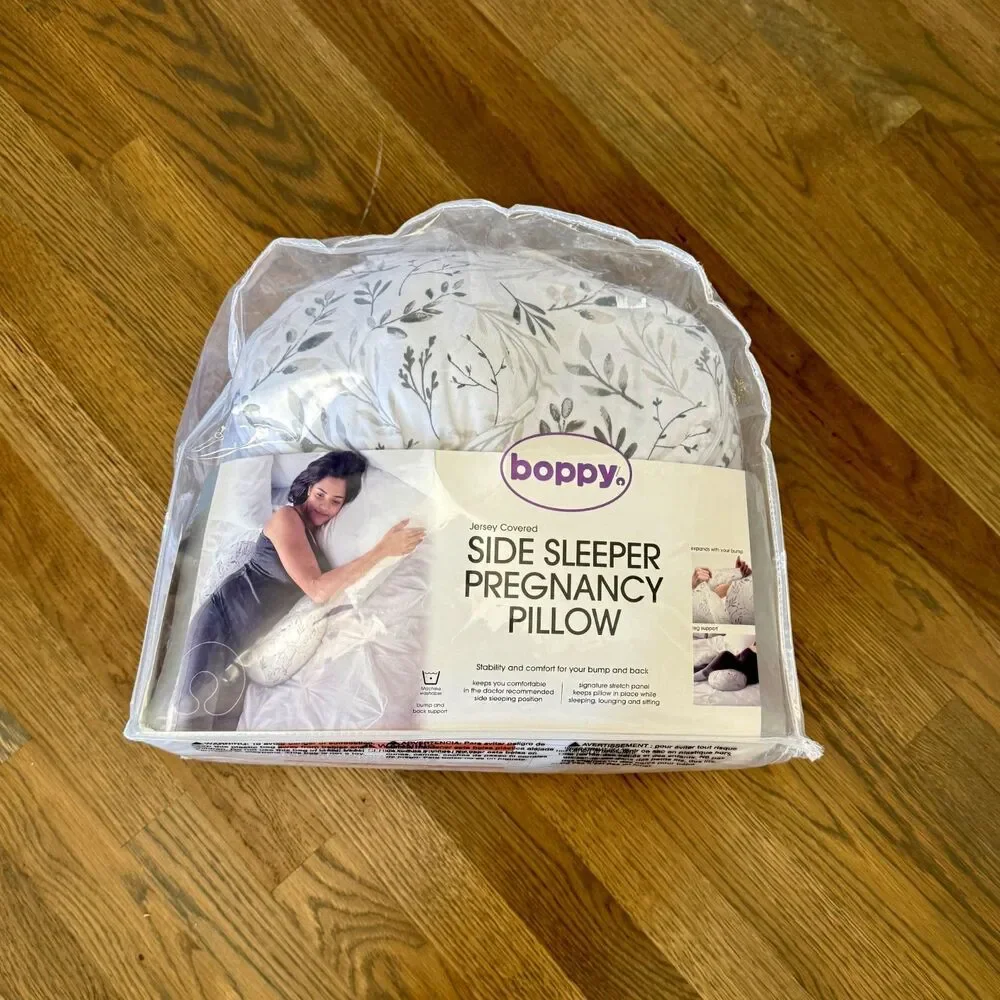Boppy Nursing Pillow Cover in White with Gray Leaf Print